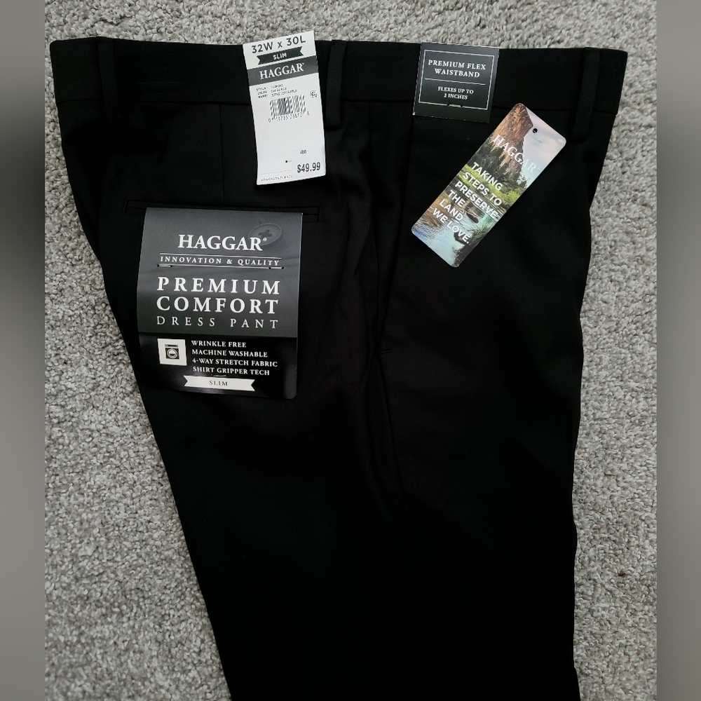 Haggar Black Dress Pants Slim Fit - Picture 2 of 3